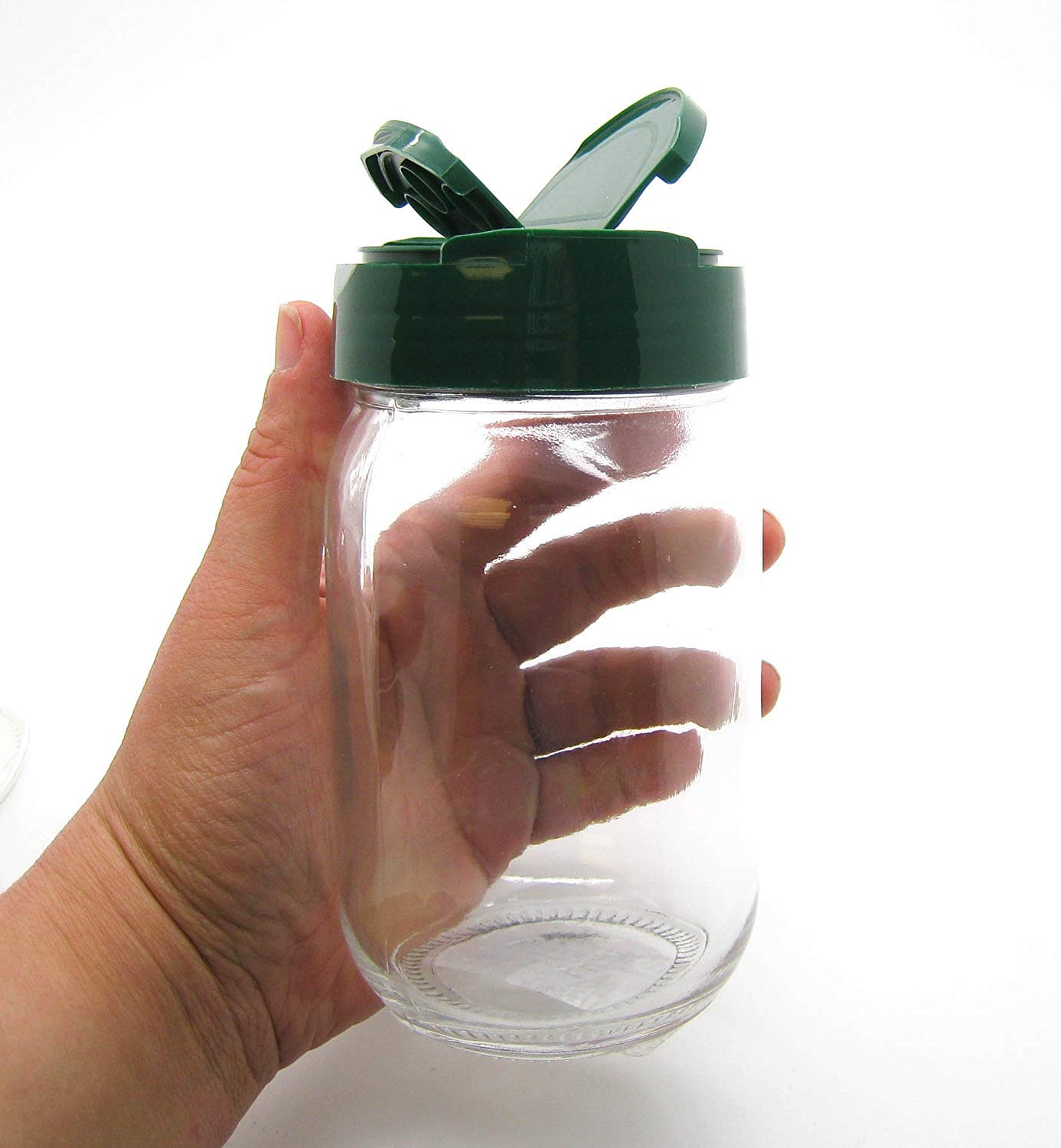 Nakpunar 6 pcs Red Shaker & Pour Spice Caps for Mason Jars with Hot Freshness Seal Lid - 70/450 finish for Regular mouth mason Jars - Made in the USA