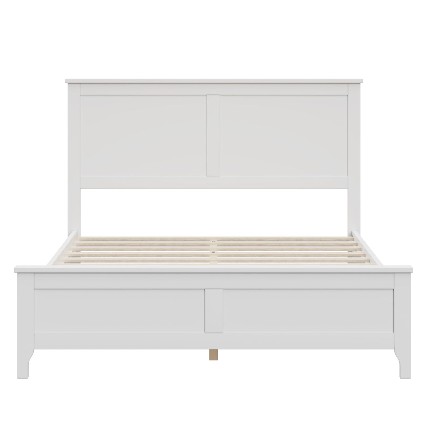 Ball & Cast Full Size Bed Frame, Solid Wood Platfrom Bed Frame Full with Headboard, Wood Slat Support, No Box Spring Needed, Easy Assembly,Noise Free,White