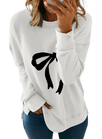 Dokotoo Women's Oversized Printed Sweatshirt Long Sleeve Christmas Tree Basic Pullover Tunic Shirts Tops Loose Fit Sweatshirts for Women 2025 Fashion Fall White X-Large