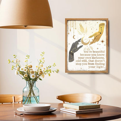 Boho Gothic Wall Decor LARGE 11x14 FRAMED - Witchy Home Decor - positive Quotes Wall Art for Women - Motivational poster Gothic Room Print - Wicca Witch Supplies - Inspirational Decoration for Women