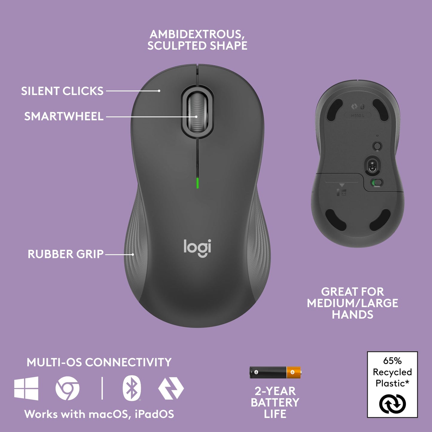 Logitech Wave Keys Wireless Ergonomic Keyboard with Cushioned Palm Rest, Comfortable Natural Typing, Easy-Switch, Bluetooth, Logi Bolt Receiver, for Multi-OS, Windows/Mac - Rose