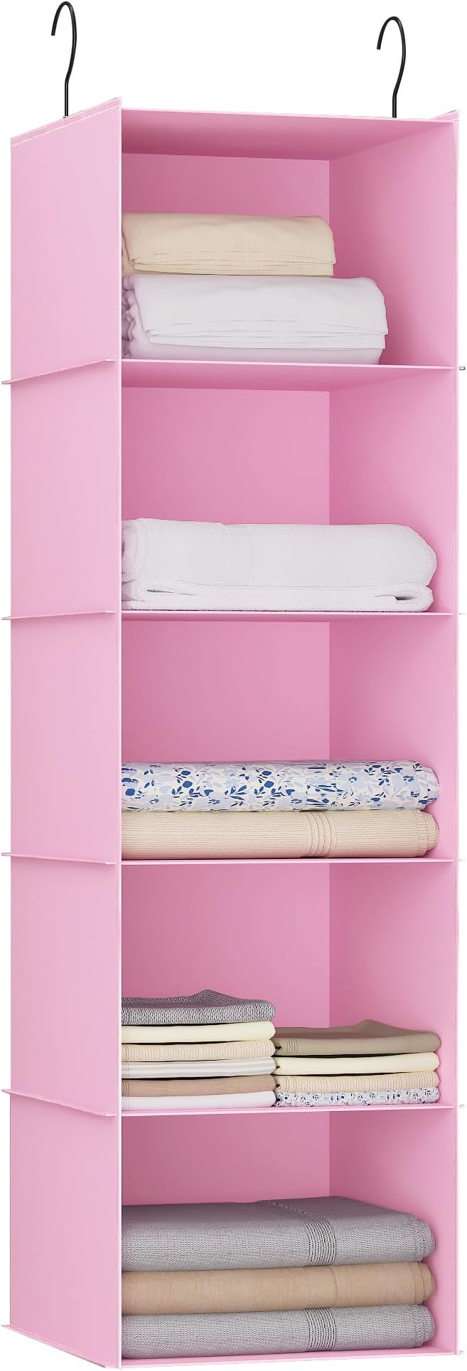 Hanging Closet Organizer, Easy Mount Foldable 5-Shelf Hanging Closet Wardrobe