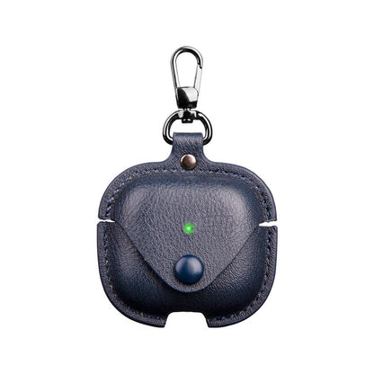 YQGFashbf for Airpods 4 Case Leather with Keychain, Stylish Retro Leather Wireless Charging Protective Headphone Case Cover for Apple Airpods 4th Generation 2024 Front LED Visible (Blue)