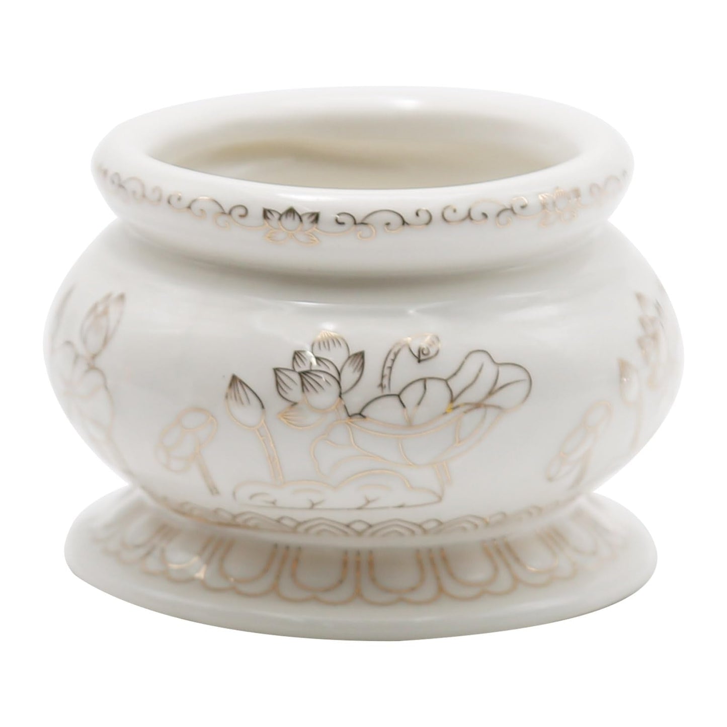 Zreneyfex 4 Inches White Ceramic Incense Small Burner Pot for for Meditation, Prayer & Yoga for Praying Buddha Tibetan Buddhist Altar Incense Censer