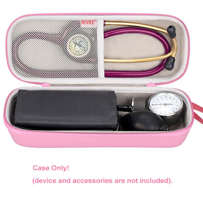BOVKE Travel Carrying Case Compatible With 3M Littmann Classic III, Lightweight II S.E, MDF Acoustica Deluxe Stethoscope, Extra Room for Medical Scissors EMT Trauma Shears and LED Penlight, Pearl Pink