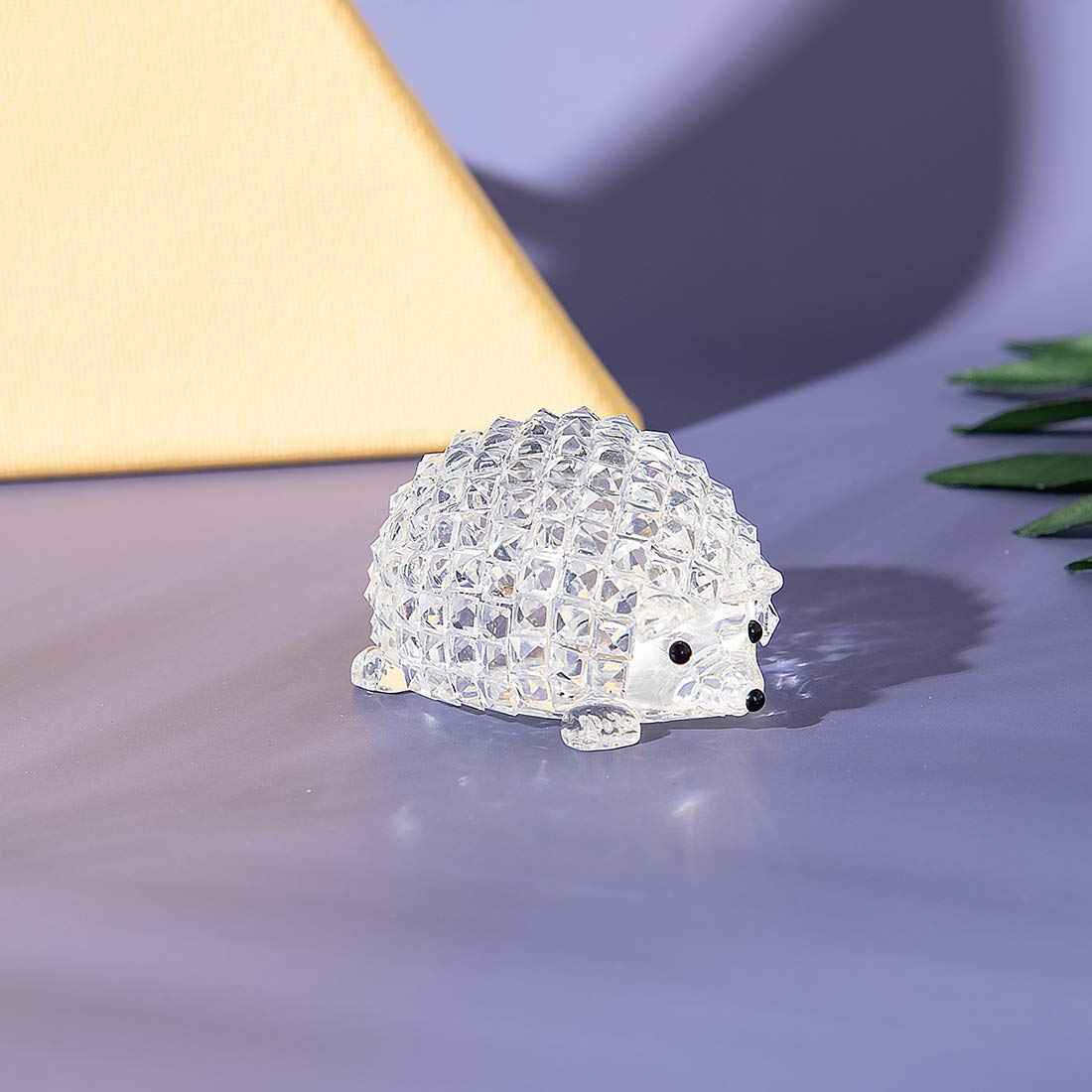 LONGWIN Mini Statues of Glass Hedgehog Crystal Animal Collectible Figurines Home Tabletop Decorative Ornaments