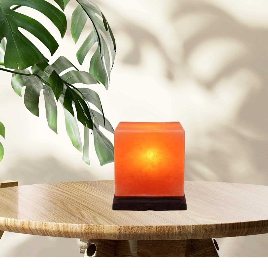 NatureBoost Himalayan Pink Salt Lamp, Cube Shape, 8x6x6 Inches