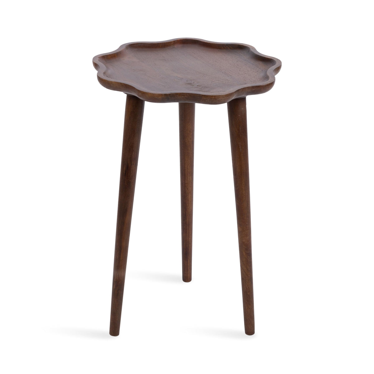 Kate and Laurel Alezar Modern Wooden Round Side Table, 15 x 15 x 22, Walnut Brown, Mid-Century Solid Wood End Table with Wavy Edge for Bedroom Nightstand or Living Room Accent Table