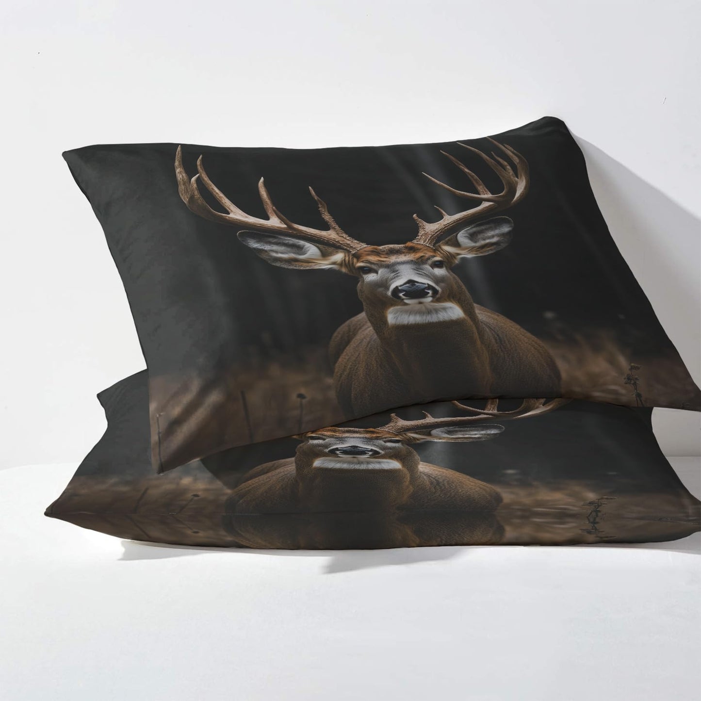 NOGAWA Deer Sheets Twin XL, Wildlife Bed Sheets, Rustic Hunting Bedding Sheets, Soft Microfiber Deep Pocket Fitted Sheet & Flat Sheet & Pillowcase
