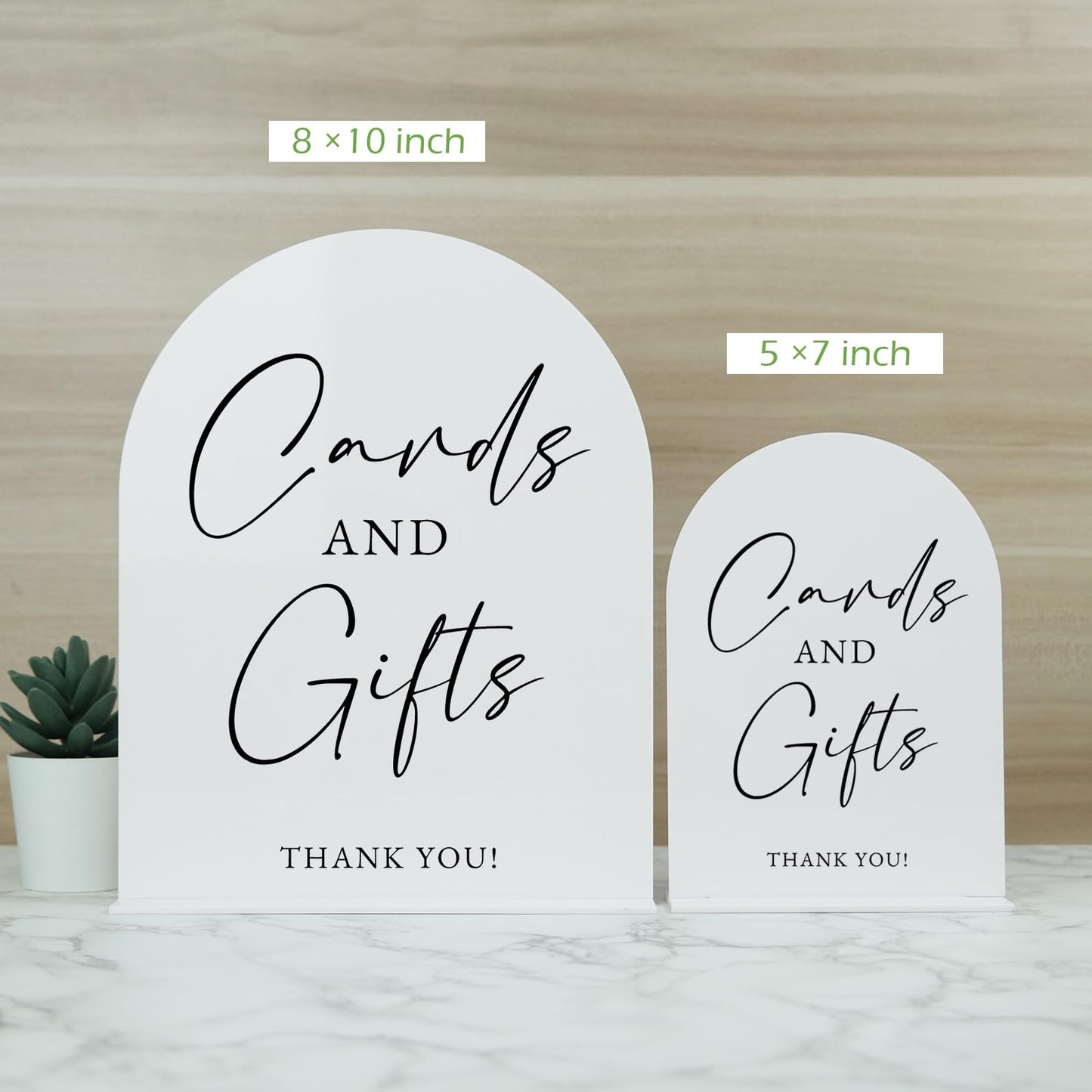 White Arch Acrylic Wedding Sign- 8"x10" Cards and Gifts Sign and Base,1/8" Thick | Modern Calligraphy Arched Acrylic Table Sign for Wedding & Event Party (Cards and Gifts, 8"x10")