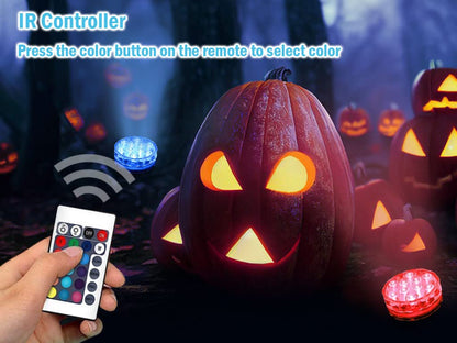 Hitopin 4 Pieces Submersible LED Lights, Waterproof Underwater Submersible Led Lights, with Remote Control, Waterproof Underwater Lights, Pond Lights, for Decorate Party, Wedding, Halloween, Christmas