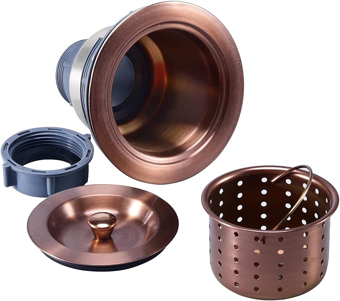 KONE 3/1-2 Inch Sink Drain Assembly Antique Copper Kitchen Sink Drain Kit