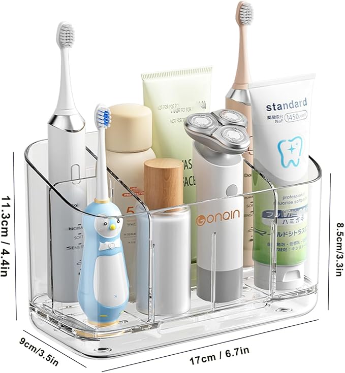 Toothbrush Holder for Bathroom Wall Mounted, 5 Slots Acrylic Toothbrush and
