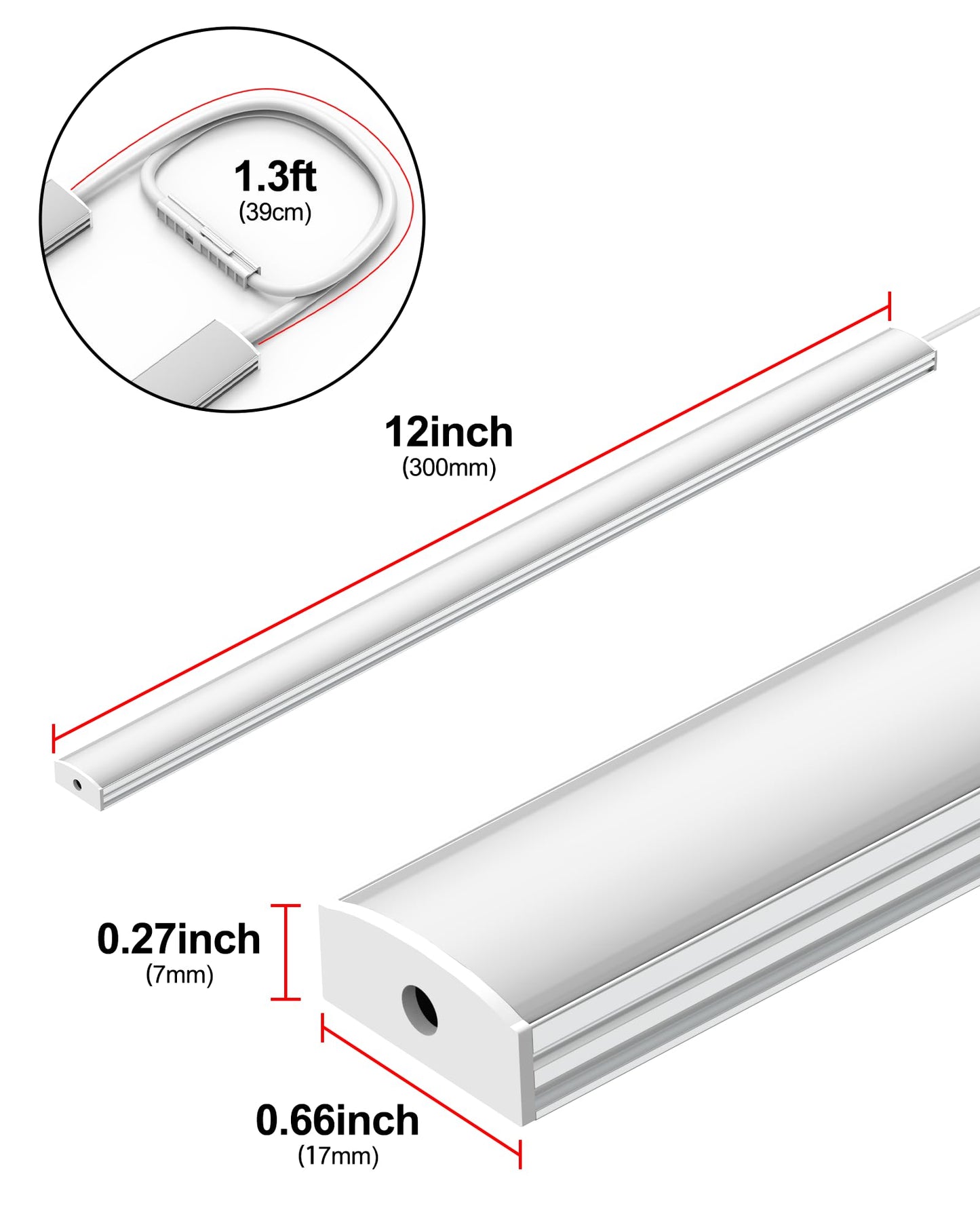 Vovamo Plug-in Under Cabinet Lighting, Dimmable Counter Lights for Kitchen, 2pcs 12 Inch, Cold White 6000K Linkable USB Led Closet Light, Wired Indoor Night Lights Bar for Desk, Sink,Workbench