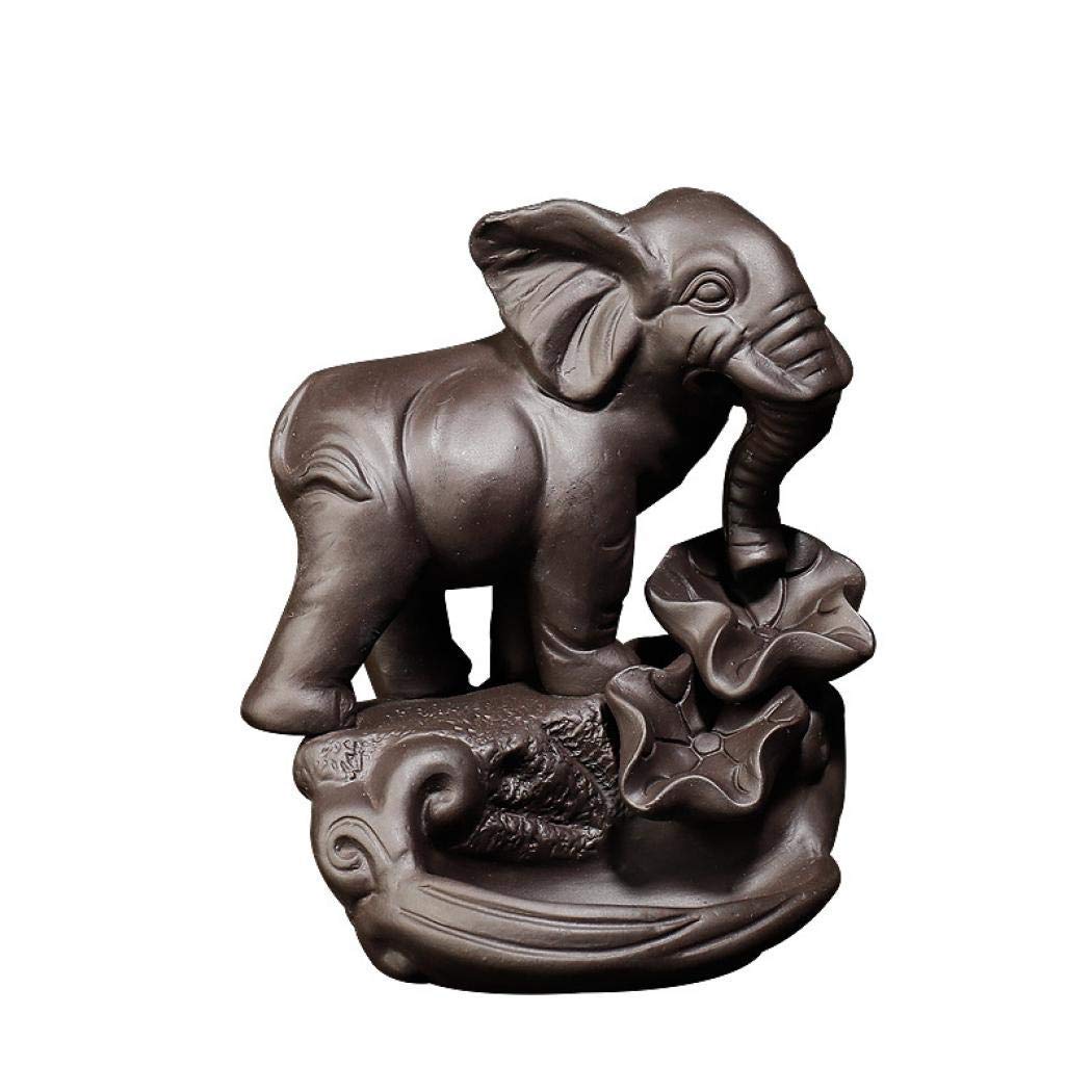 Backflow Incense Holder Burner Handmade Ceramic Incense Cones Sticks Holder Home Decor Waterfall Backflow Incense Burner Censer + 10 Backflow Incense Cones Gift (Elephant)
