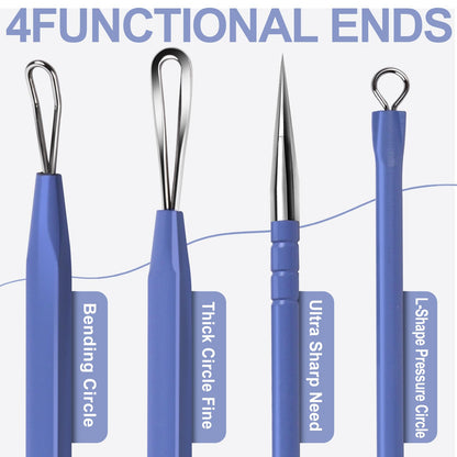 Teenitor Pimple Extractor Acne Treatment Tool Surgical Grade Blackhead Comedone Removal 2-in-1 Popper Tool for Face Nose Blackhead Extractor Tool Silver
