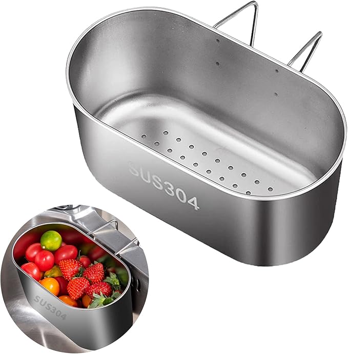 Stainless Steel Sink Drain Strainer Basket, Kitchen Sink Food Waste Filter and