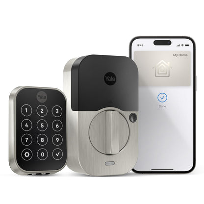 Yale Security Assure Lock 2 Plus Apple Home Keys (Tap to Open) Deadbolt, Satin Nickel Smart Keyless Entry Door Lock with Wi-Fi Connected Keypad for Code Entry and Remote Access, YRD450-N-WF1-619
