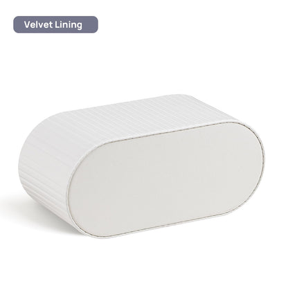 MEIBOOCH Oval Pen Holder for Desk, Remote Control Holder with 3 Compartments, PU Leather Small Desk Organizer Remote Caddy, Aesthetic Pencil Holder Desk Accessories for Home Office (Ivory)