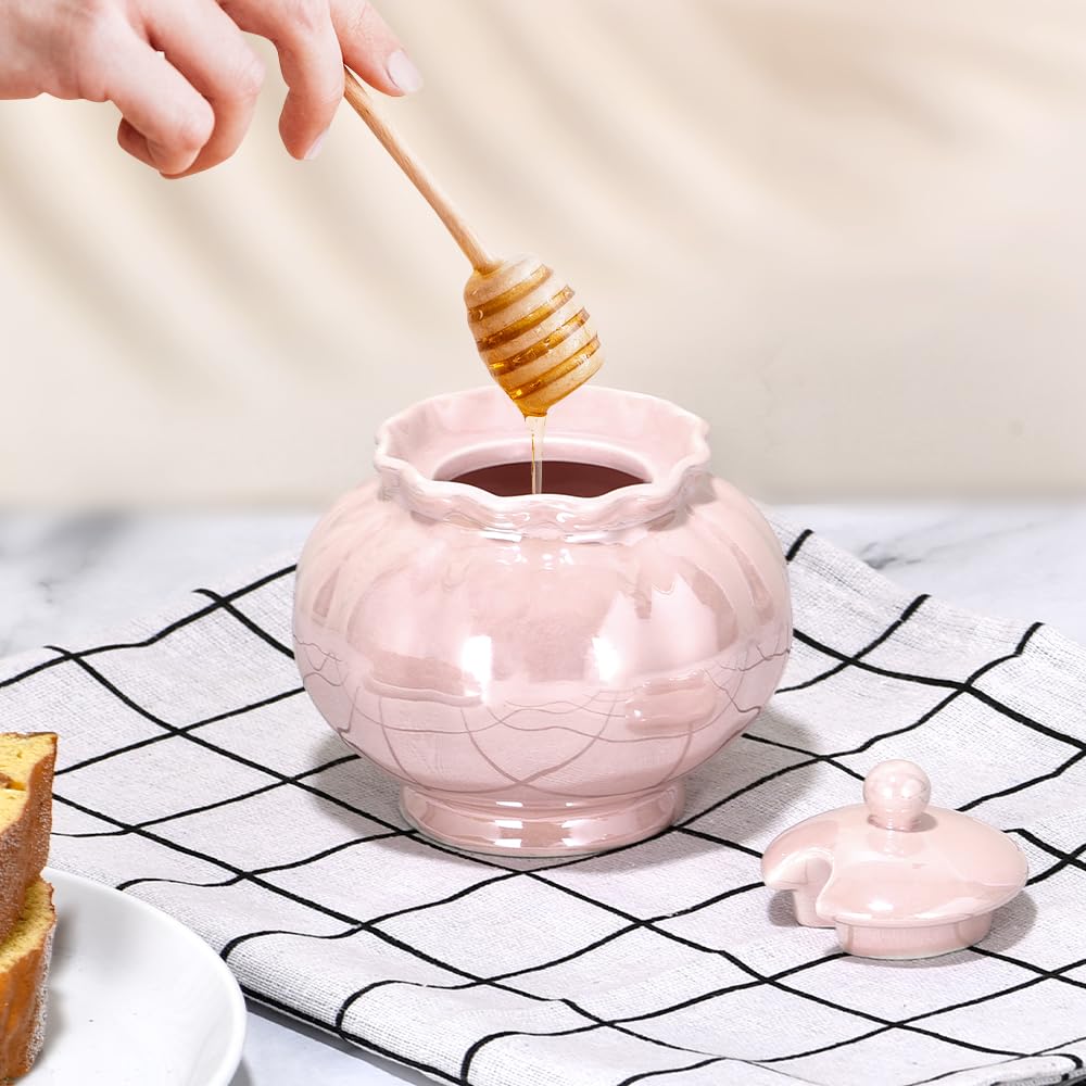 Ursword Iridescent Sugar Bowl, Porcelain Salt Cellar with Lid and Spoon, 9oz Sugar Jar for Coffee Bar, Salt Box Sugar Containers for Seasoning, Spice, Sauce, Elegant Decor for Kitchen Countertop