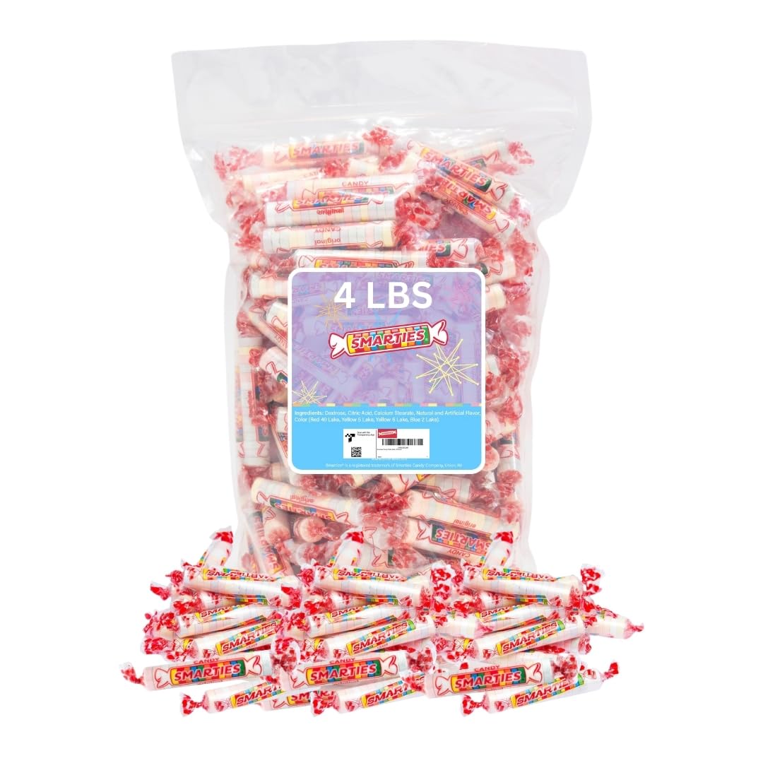 Smarties Candy Bulk Rolls Original Flavor - Gluten & Vegan Free - Classic Sweetness From Family Owned Company Since 1949, Peanut Free & Dairy Free - Perfect Halloween Candy - 4 Pound Bag