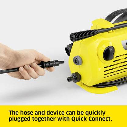 Kärcher K 2 Horizontal Pressure Washer, Pressure: max. 110 bar, Flow Rate: 360 l/h, Area Coverage: 20 m²/h, Water Filter, Weight: 3.5 kg, high-Pressure Hose and Gun, Vario Power Jet Spray Lance