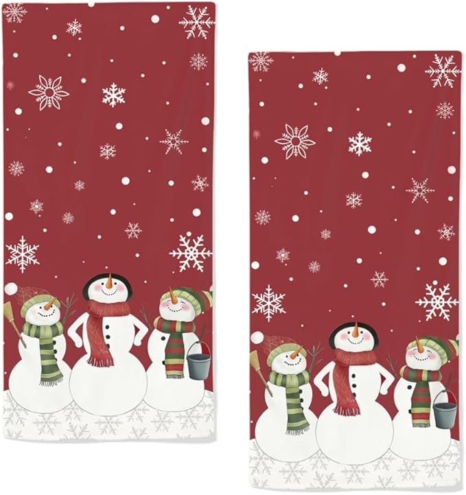 Snowman Hand Towels 28.7 x 13.7 Inch Christmas Bathroom Towels Winter Holiday