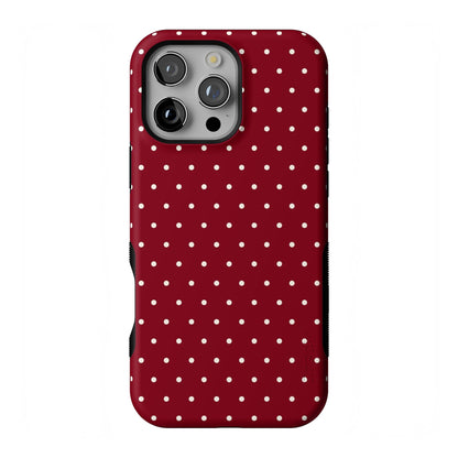 Casely iPhone 17 Pro Max Case | On The Dot | Maroon Polka Dot | Compatible with MagSafe | Bold Protective Design