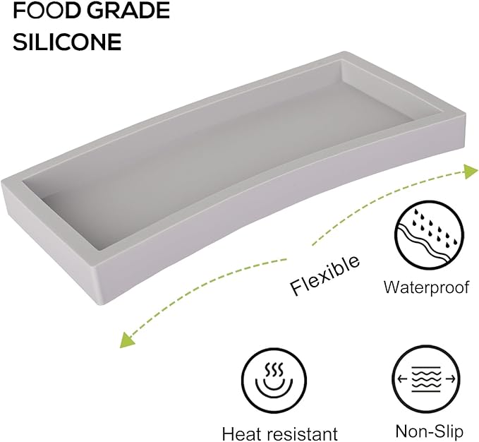 Bathroom Tray, Small Vanity Tray Silicone Soap Dish Sponge Holder Kitchen Sink
