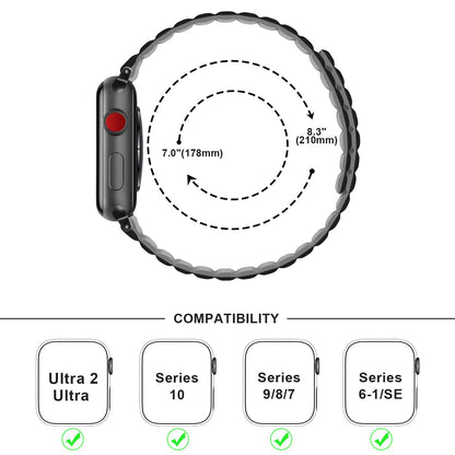 Anlinser Magnetic Straps Compatible with Apple Watch Strap 49mm 46mm 45mm 44mm 42mm 41mm 40mm, Double Side Reversible Band for iWatch Ultra 2 Series 10/9/8/7/6/SE (49/46/45/44/42, Black/Gray)