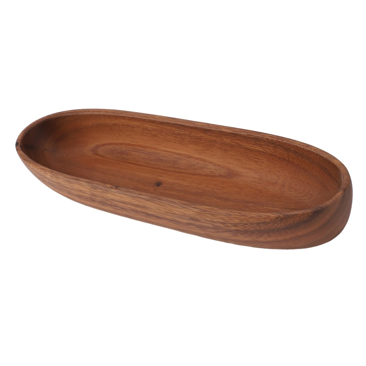 Rengue Wooden Salad Bowl, Serving Bowl Solid Wood for Fruits Snacks Desserts Large Capacity Boat Shaped for Kitchen Table