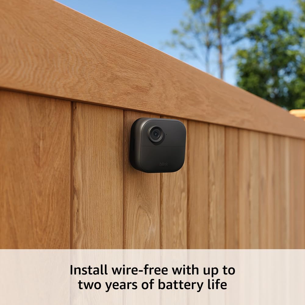 Blink Outdoor 4 (newest model), Wireless smart security camera, two-year battery, 1080p HD day and infrared night live view, two-way talk – 5 camera system