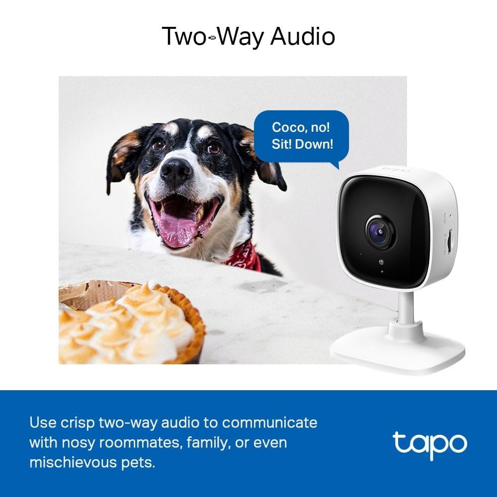 Tapo TC60 Indoor Camera House Security Camera, WiFi Camera, No Monthly Fee, AI Detection, Dog Puppy Camera, Baby Camera Monitor, CCTV, 2-way Talk, Advanced Night Vision, Works with Alexa & Google