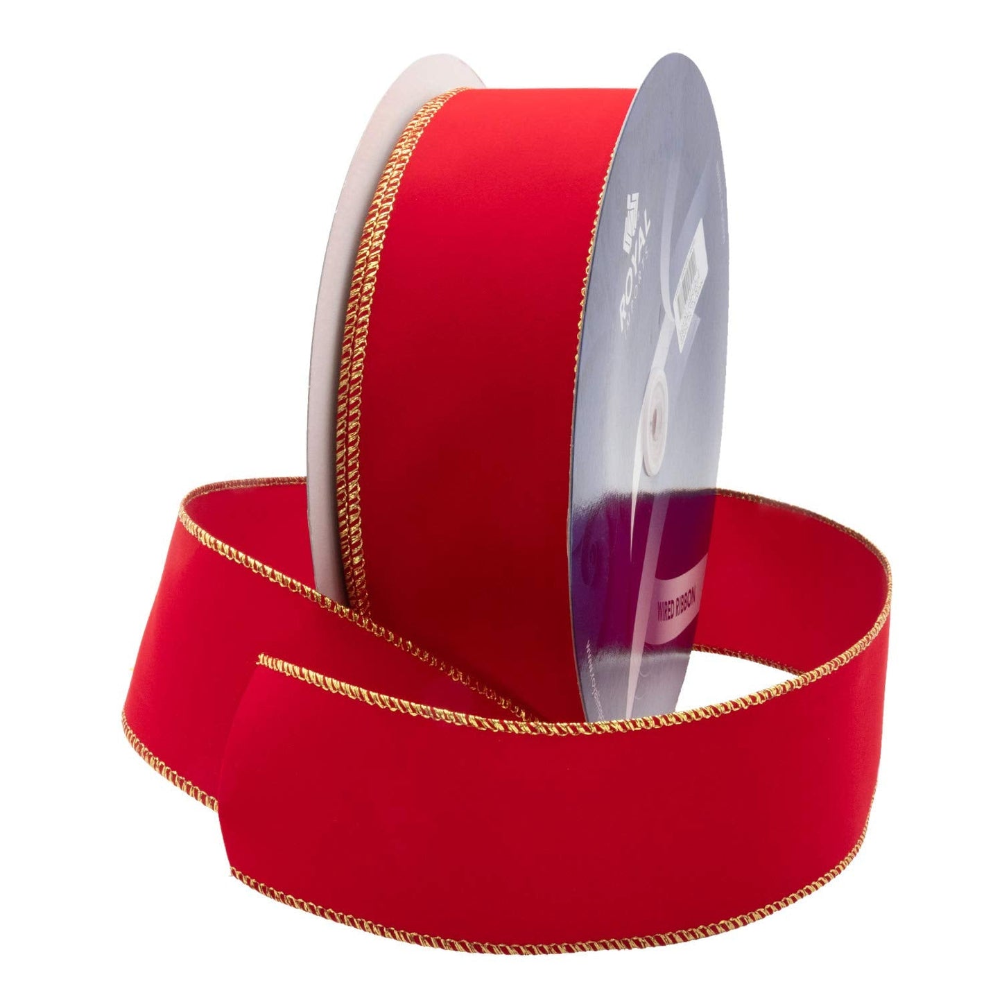 Royal Imports Wired Traditional Red Velvet Christmas Ribbon Waterproof with Gold Edge 2 1/2" (#40) 50 Yards Roll, for Floral & Craft Decoration
