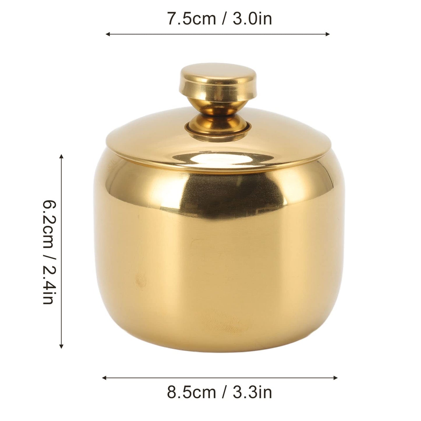 Tomotato Stainless Steel Condiment Pot, Gold Seasoning Jar Bottle with Lid, Small Spice Jars Salt Pepper Sugar Storage Container Condiment Canisters Pots for Home Kitchen (Gold)