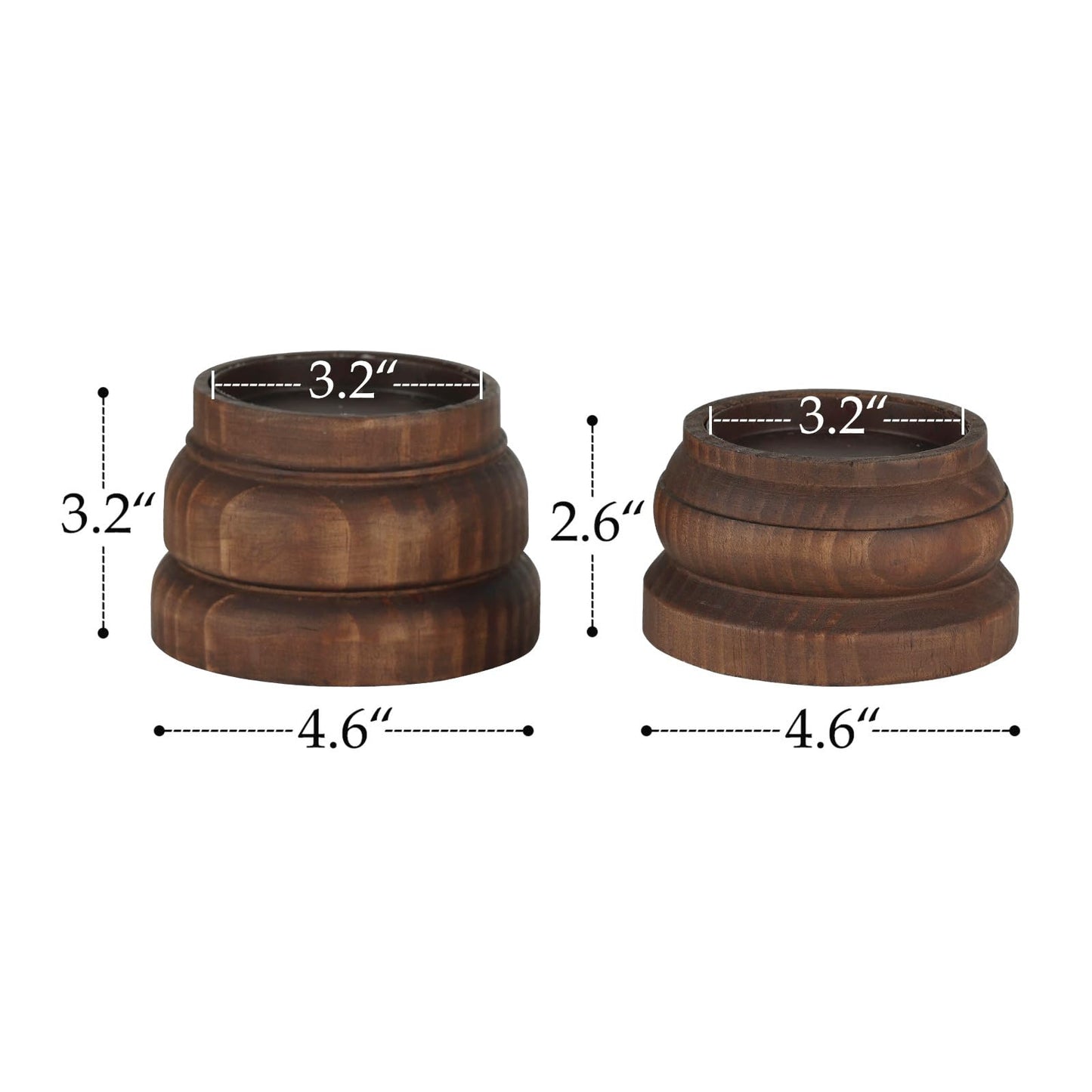 NIKKY HOME Farmhouse Solid Wood Pillar Candle Holders Set of 2, Brown