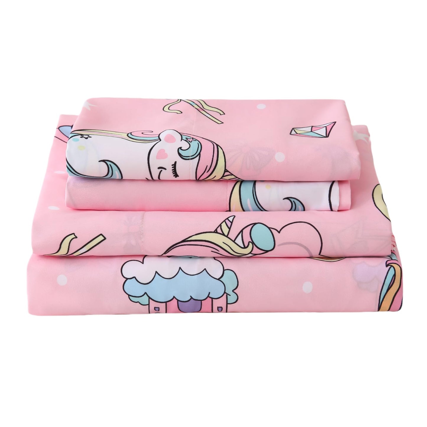 CIMVI Twin Sheets Set Kids Girls Unicorn Bed Sheets 15-Inch Deep Pocket Fitted Sheet Pink Bedding Sets 3 Piece Soft Microfiber Bed Set with Pillowcase Fade Resistant Children Room Decor