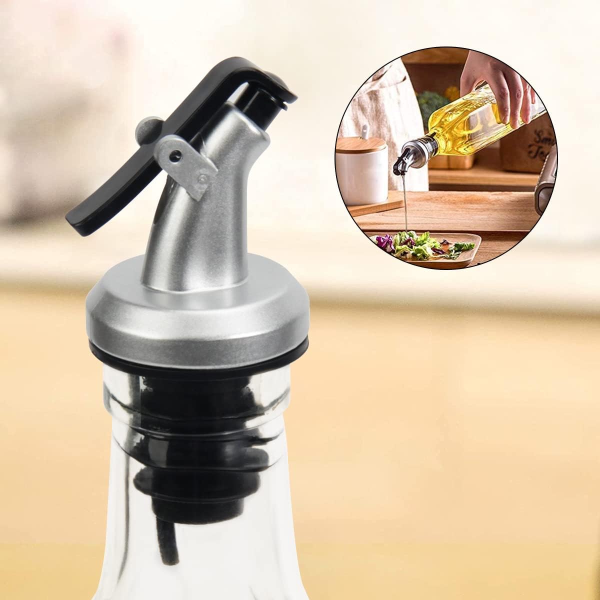 WERTIOO Olive Oil Dispenser Bottle,4Pack 17 OZ Glass Oil Dispenser for Kitchen with 4 Pourer,1 Stainless Steel Funnel & 1 Pen and 8 Label for Kitchen (500ml)