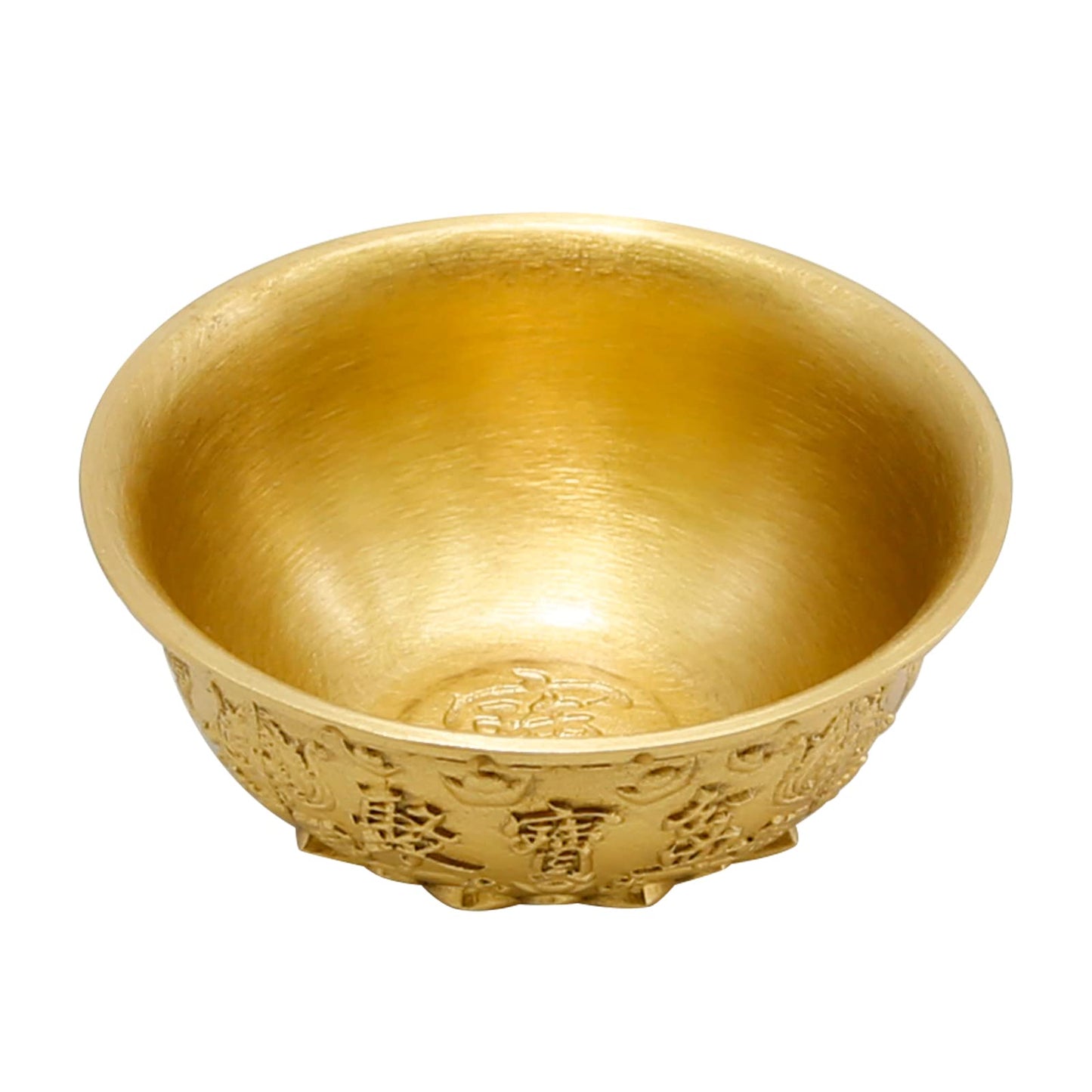LIDSCURA 3.1 inch Feng Shui Treasure Basin Wealth Prosperity Bowl, Mini Brass Cornucopia/Golden Offering Bowl Good Luck Table Centerpieces Home Office Decorations(Golden)