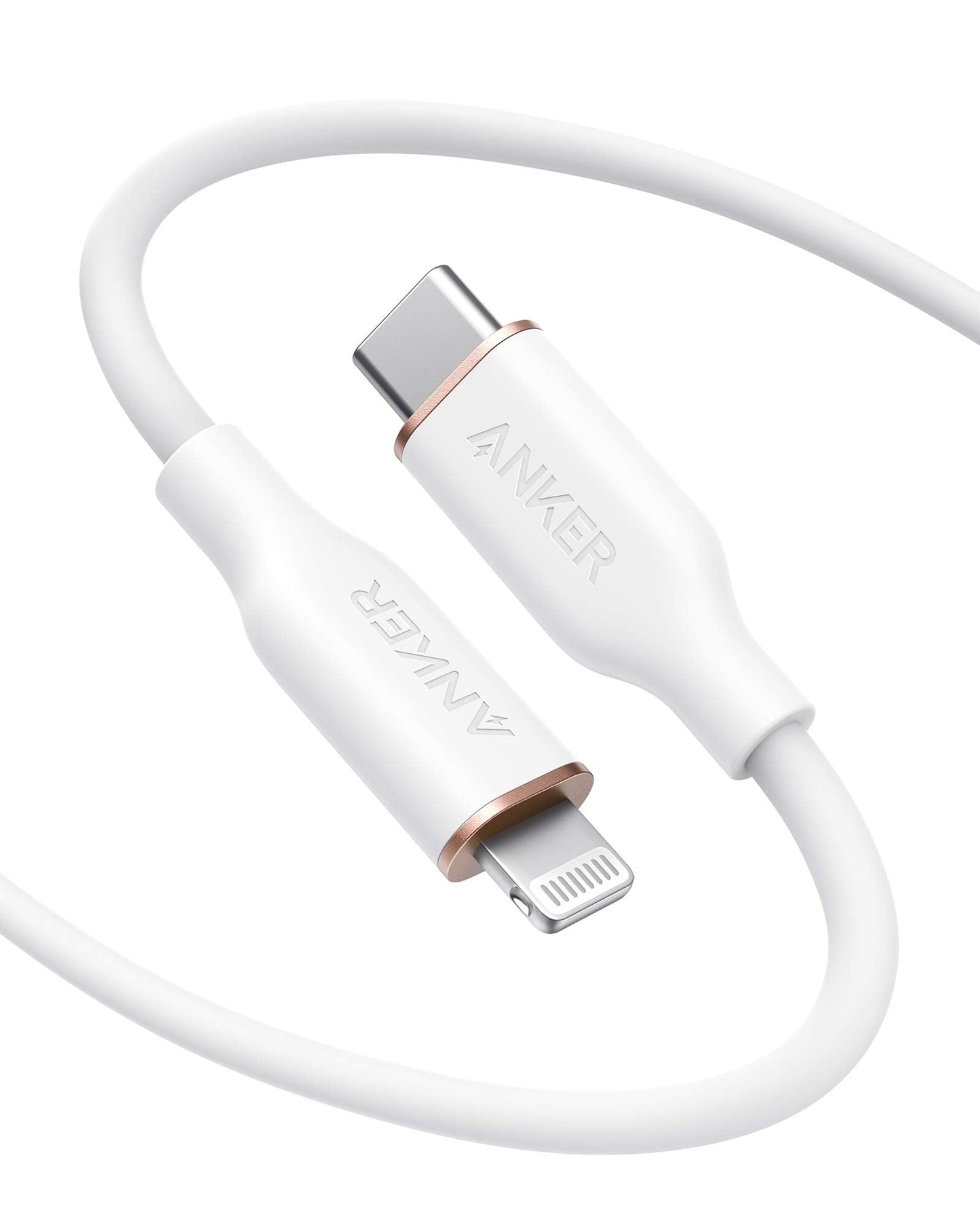 Anker USB C to Lightning Cable, MFi Certified Powerline III Flow Silicone Charging Cable for iPhone 13 13 Pro (Cloud White, 6ft)