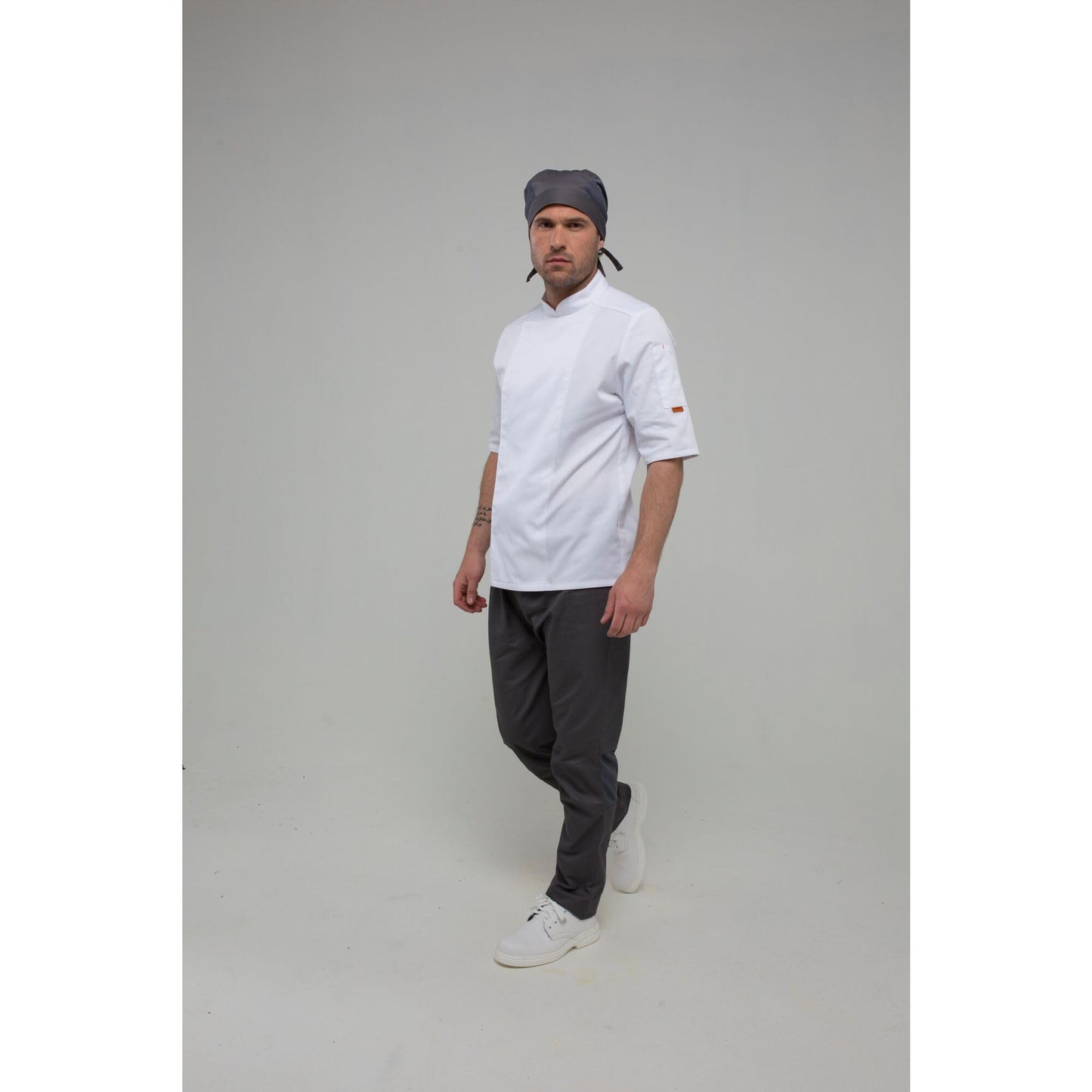 Portwest C738 Men's Mesh Air Pro Chef Jacket Short Sleeve Breathable Durable Slim Fit Texpel Finish Workwear Apron with Sleeve Pocket Machine Washable, White, XL