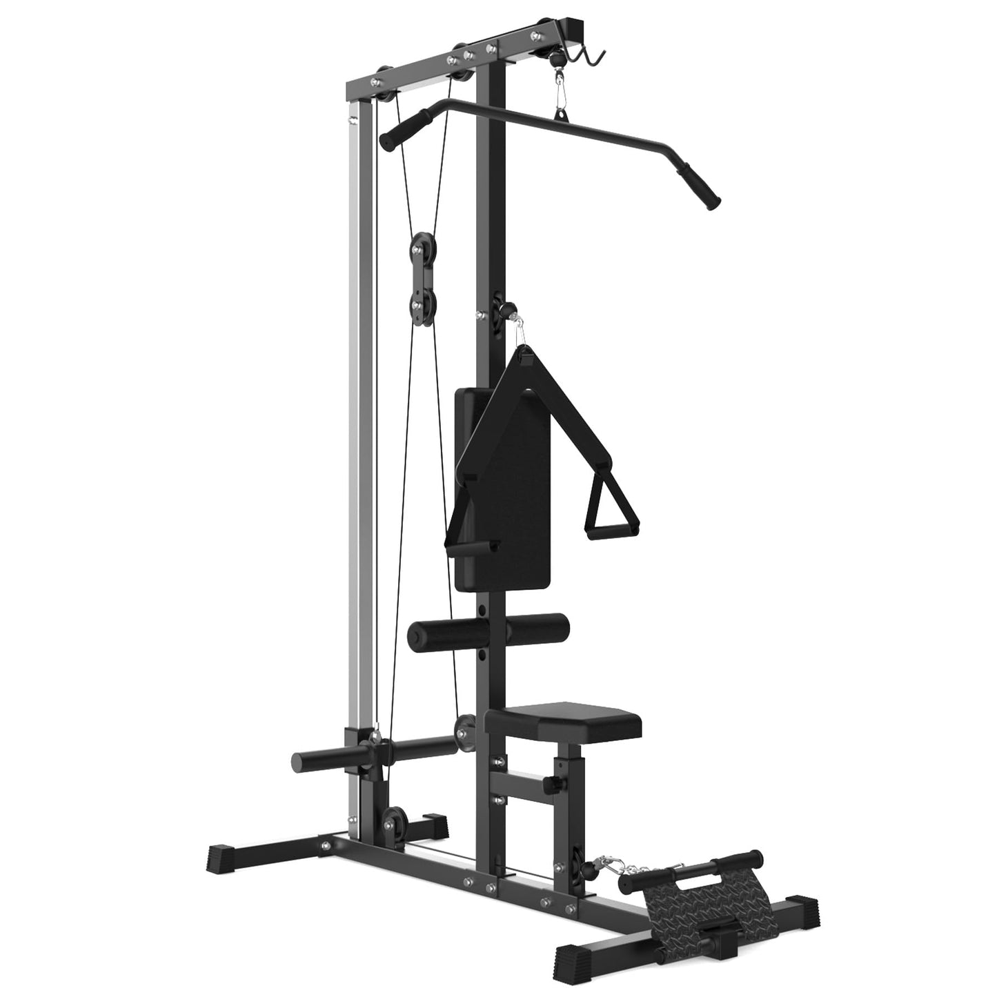 LAT Pull Down Machine for Home Gym, Cable Machine with High and Low Pulley Station, Multi-Functional LAT Pulldown Cable Machine with Leg Support, Tricep Workout Equipment