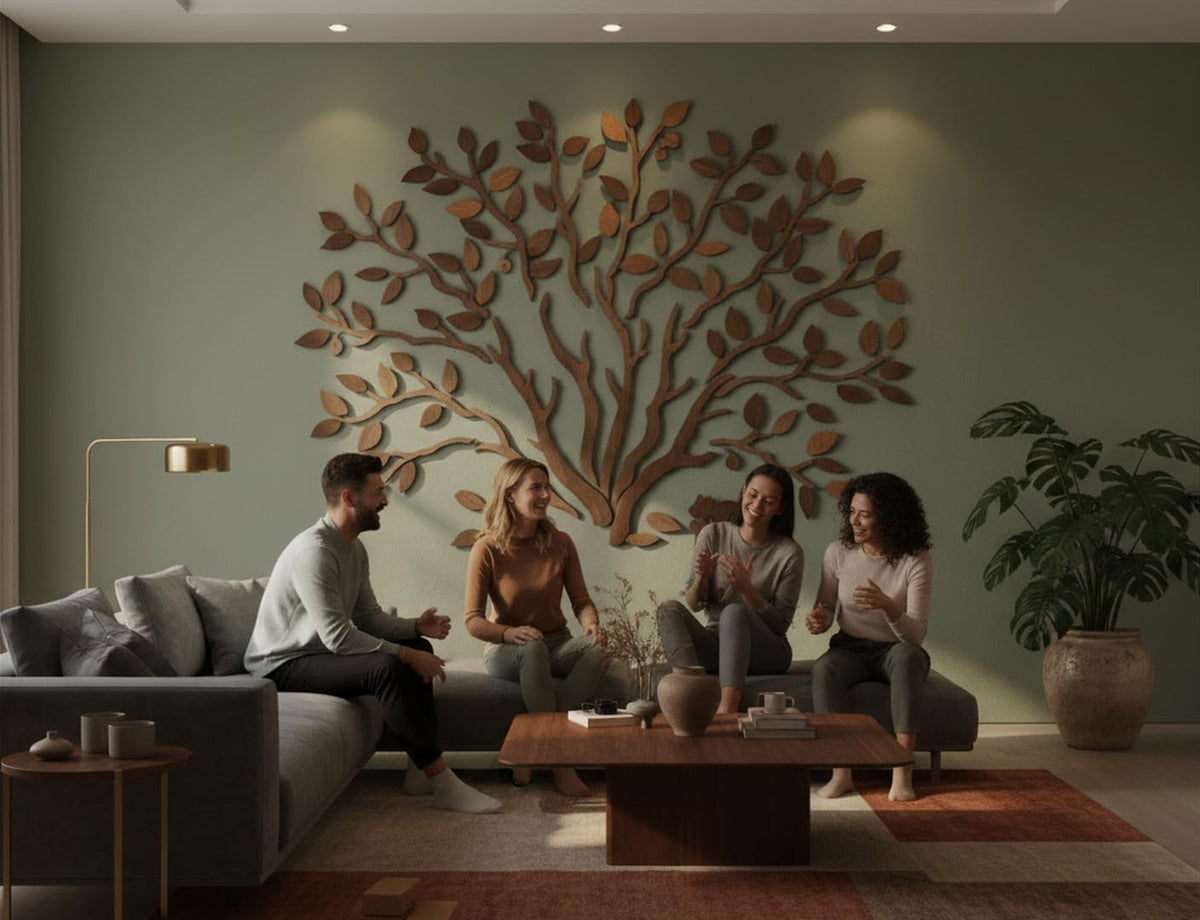 WOODTELLSTORY Large Handmade Solid Wood Oak Tree Wall Art,79x59