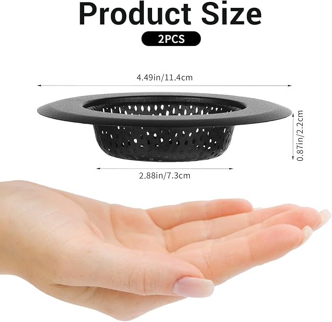 2 PCS Drain Strainer, Sink Strainer, Large Wide Rim 4.5 Inch Diameter