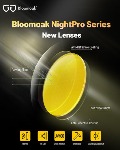 Bloomoak Polarized Night Over Glasses, Anti-Glare UV 400 Protection for Men Women - Polarized Wrap Around Over Eyewear - Suit for Driving/Fishing/Golf