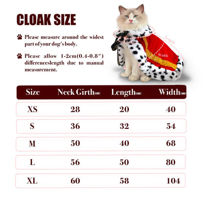 Lovelyshop pet serial Lux Fur Cat Dog Cloak for Halloween costumes, King Queen prince and princess cosplay-S