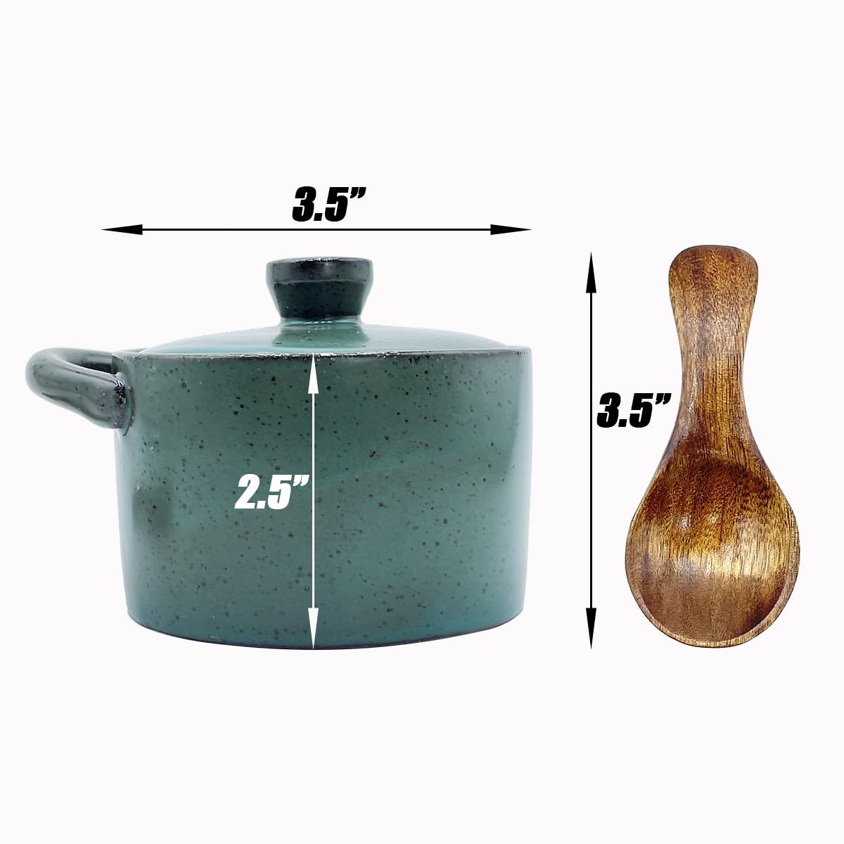 YILUSHENGHUA 8 oz Ceramic Salt Cellar with Lid & Wooden Spoon,Countertop Salt Container,Sugar Bowl,Spices Jar| Artisan Kitchen Decor(Deep Blue)