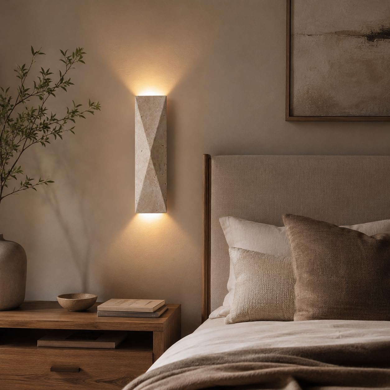 LVLVlech Travertine Wall Sconce, Stone Up Down Light for Hallway Bedroom