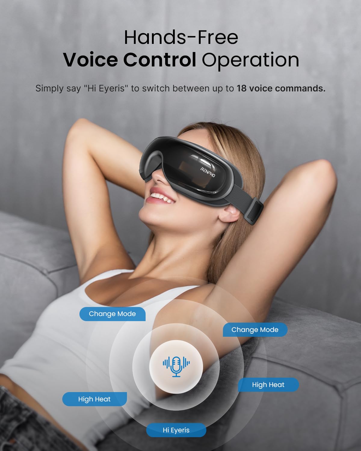 RENPHO Eye Massager with Heat and Cooling for Migraines, Eyeris 3 Voice Control Eye Mask FSA HSA Eligible, Eye Care Device with DIY Massage Setting, Birthday Gifts for Women/Men, Reduce Dry Eyes