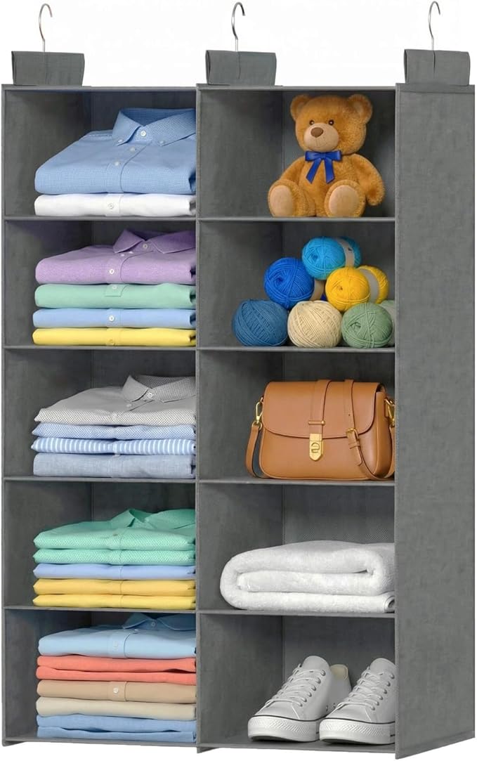 Grey 5-Tier Hanging Closet Storage Organizer